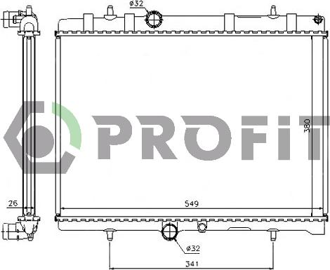 Profit PR 0522A1 - Radiator, engine cooling autospares.lv