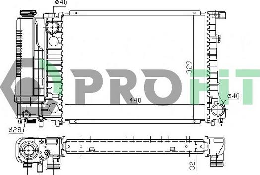 Profit PR 0050A2 - Radiator, engine cooling autospares.lv