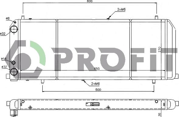 Profit PR 0012A7 - Radiator, engine cooling autospares.lv