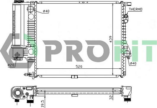 Profit PR 0070A1 - Radiator, engine cooling autospares.lv