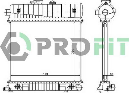 Profit PR 3528A1 - Radiator, engine cooling autospares.lv