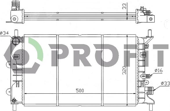 Profit PR 2530A3 - Radiator, engine cooling autospares.lv