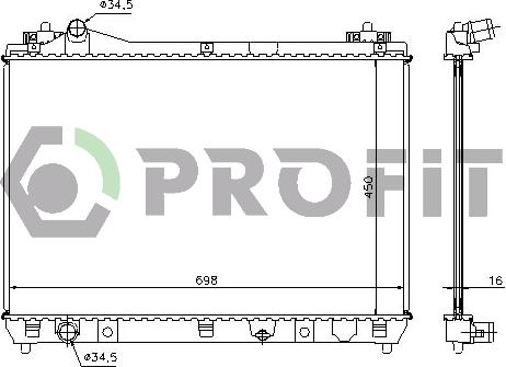 Profit PR 7050N1 - Radiator, engine cooling autospares.lv