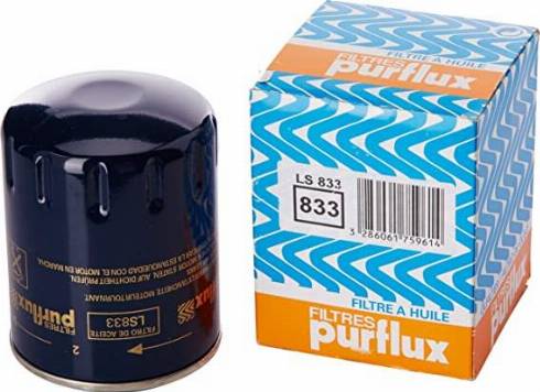 Purflux LS833 - Oil Filter autospares.lv