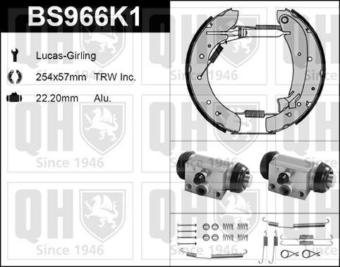 Quinton Hazell BS966K1 - Brake Shoe Set autospares.lv