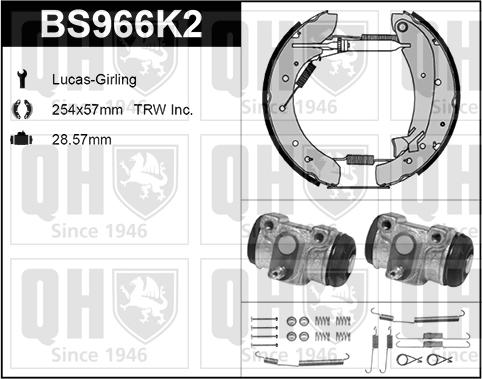 Quinton Hazell BS966K2 - Brake Shoe Set autospares.lv