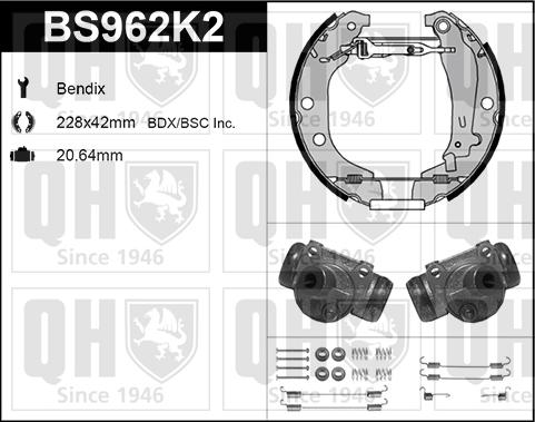 Quinton Hazell BS962K2 - Brake Shoe Set autospares.lv