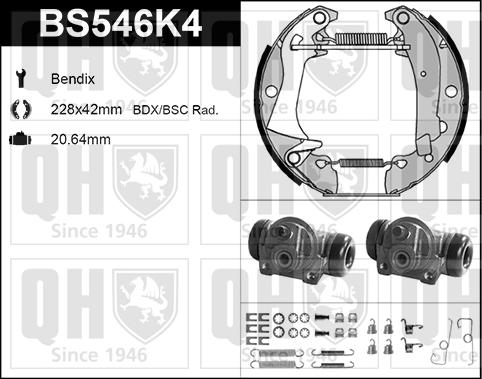 Quinton Hazell BS546K4 - Brake Shoe Set autospares.lv