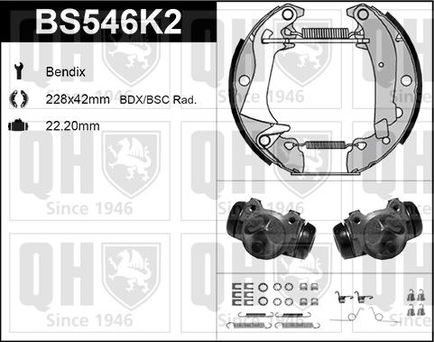 Quinton Hazell BS546K2 - Brake Shoe Set autospares.lv