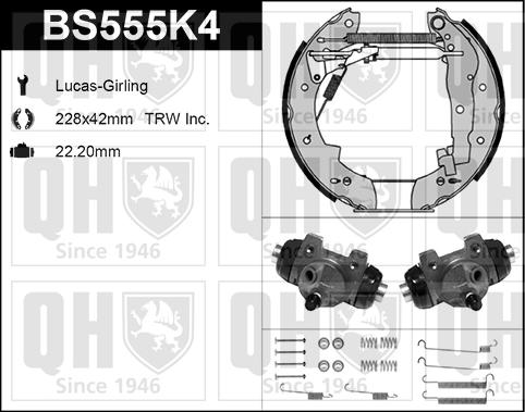 Quinton Hazell BS555K4 - Brake Shoe Set autospares.lv