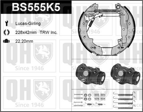 Quinton Hazell BS555K5 - Brake Shoe Set autospares.lv