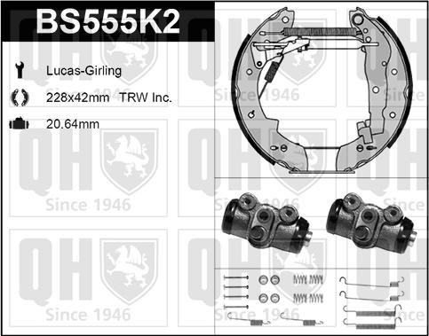 Quinton Hazell BS555K2 - Brake Shoe Set autospares.lv