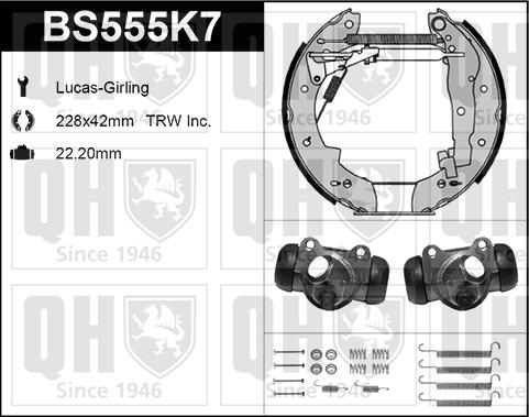 Quinton Hazell BS555K7 - Brake Shoe Set autospares.lv