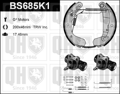 Quinton Hazell BS685K1 - Brake Shoe Set autospares.lv