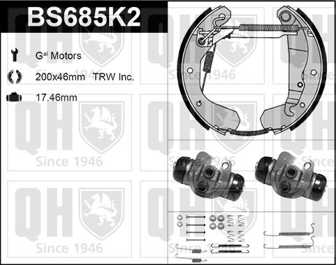 Quinton Hazell BS685K2 - Brake Shoe Set autospares.lv