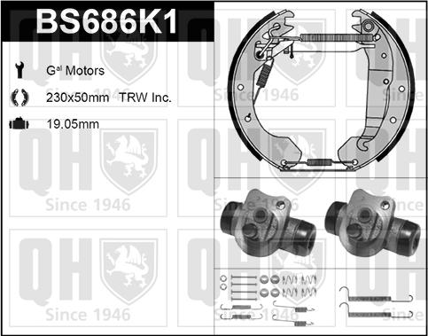 Quinton Hazell BS686K1 - Brake Shoe Set autospares.lv