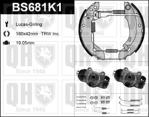 Quinton Hazell BS681K1 - Brake Shoe Set autospares.lv