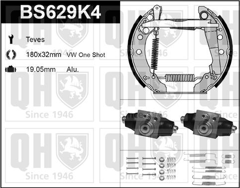 Quinton Hazell BS629K4 - Brake Shoe Set autospares.lv