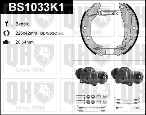 Quinton Hazell BS1033K1 - Brake Shoe Set autospares.lv