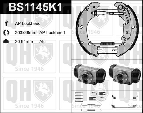 Quinton Hazell BS1145K1 - Brake Shoe Set autospares.lv