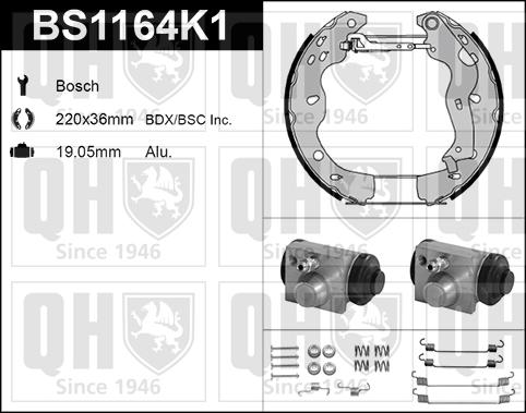 Quinton Hazell BS1164K1 - Brake Shoe Set autospares.lv