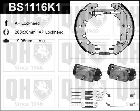 Quinton Hazell BS1116K1 - Brake Shoe Set autospares.lv