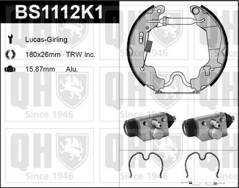 Quinton Hazell BS1112K1 - Brake Shoe Set autospares.lv