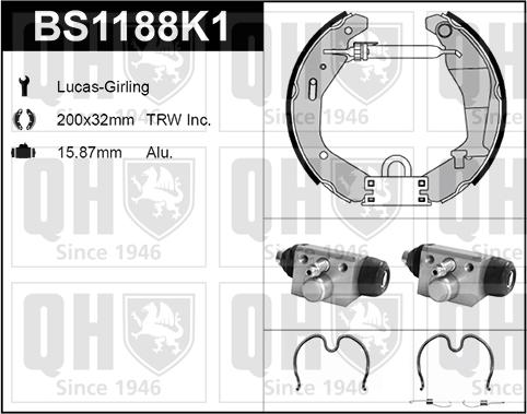 Quinton Hazell BS1188K1 - Brake Shoe Set autospares.lv