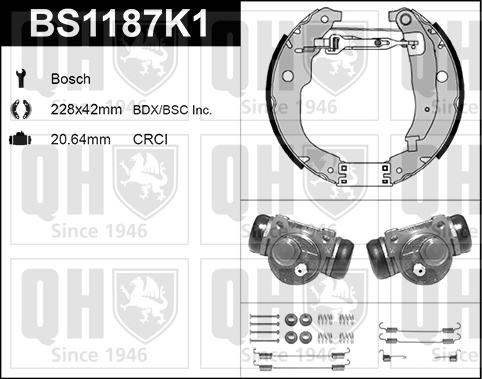 Quinton Hazell BS1187K1 - Brake Shoe Set autospares.lv