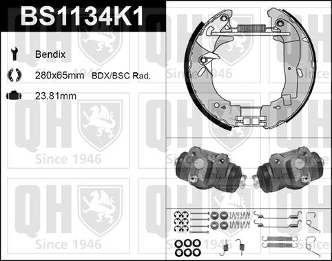 Quinton Hazell BS1134K1 - Brake Shoe Set autospares.lv