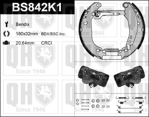 Quinton Hazell BS842K1 - Brake Shoe Set autospares.lv