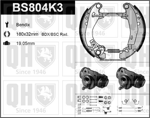 Quinton Hazell BS804K3 - Brake Shoe Set autospares.lv