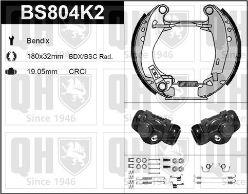 Quinton Hazell BS804K2 - Brake Shoe Set autospares.lv