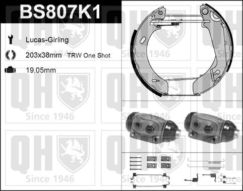 Quinton Hazell BS807K1 - Brake Shoe Set autospares.lv