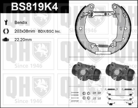 Quinton Hazell BS819K4 - Brake Shoe Set autospares.lv