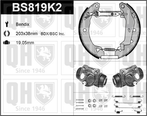 Quinton Hazell BS819K2 - Brake Shoe Set autospares.lv