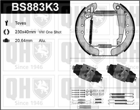 Quinton Hazell BS883K3 - Brake Shoe Set autospares.lv