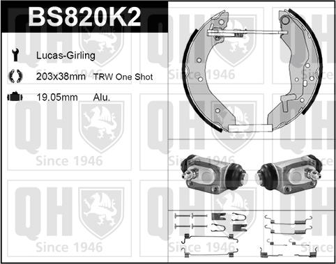 Quinton Hazell BS820K2 - Brake Shoe Set autospares.lv