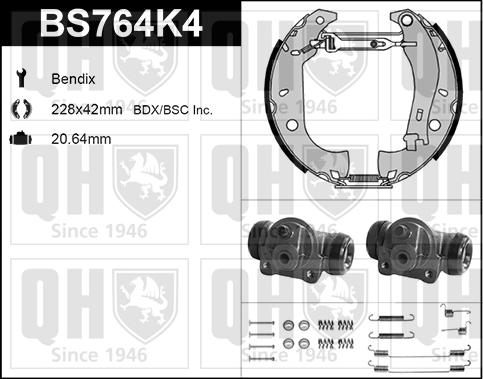 Quinton Hazell BS764K4 - Brake Shoe Set autospares.lv
