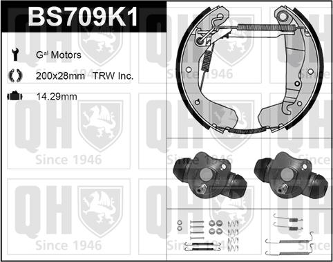 Quinton Hazell BS709K1 - Brake Shoe Set autospares.lv