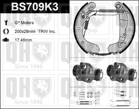 Quinton Hazell BS709K3 - Brake Shoe Set autospares.lv