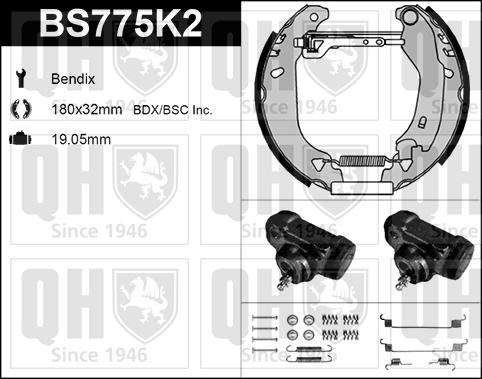 Quinton Hazell BS775K2 - Brake Shoe Set autospares.lv