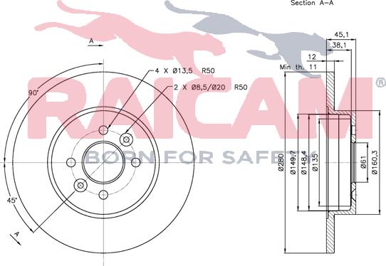 Raicam RD00686 - Brake Disc autospares.lv