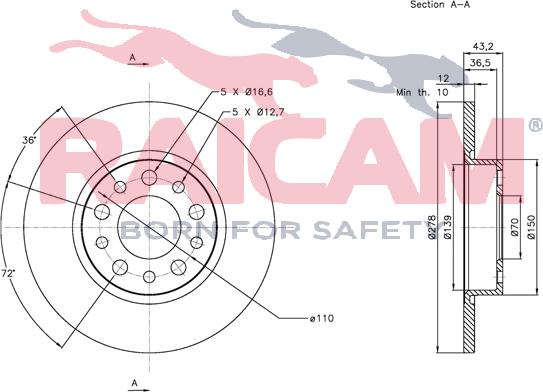 Raicam RD00018 - Brake Disc autospares.lv