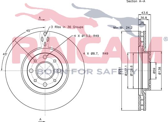 Raicam RD00207 - Brake Disc autospares.lv