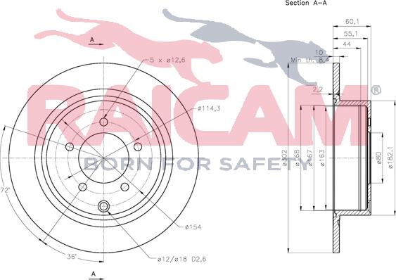 Raicam RD01153 - Brake Disc autospares.lv