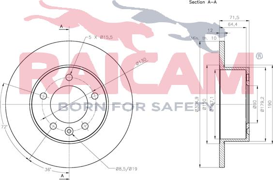 Raicam RD01167 - Brake Disc autospares.lv