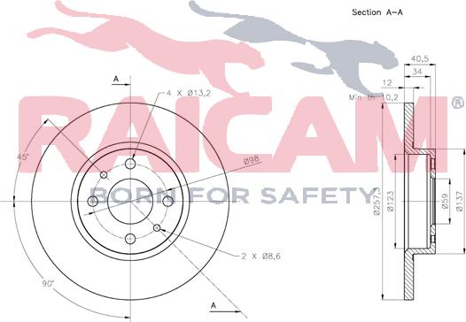 Raicam RD01254 - Brake Disc autospares.lv