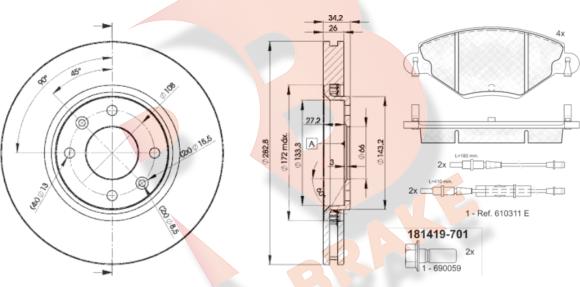 R Brake 3R14194752 - Brake Set, disc brakes autospares.lv