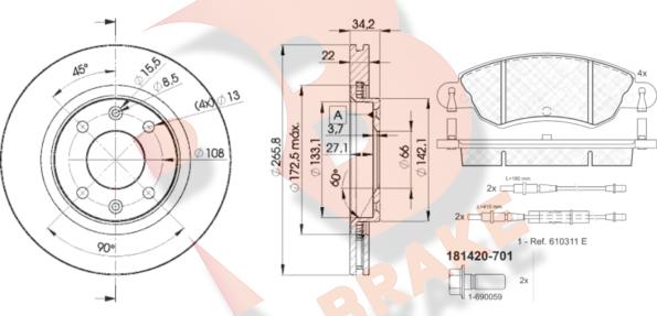 R Brake 3R14204750 - Brake Set, disc brakes autospares.lv